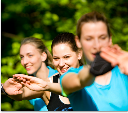 Group of girls exercising