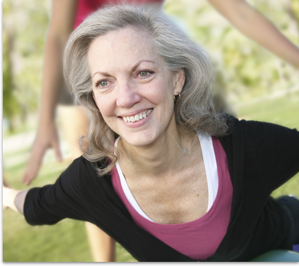 Older woman stretching